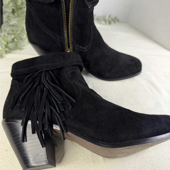 Sam Edelman Louie Black Suede Fringe Booties Women's 9.5 Western Ankle Boots - Picture 12 of 12